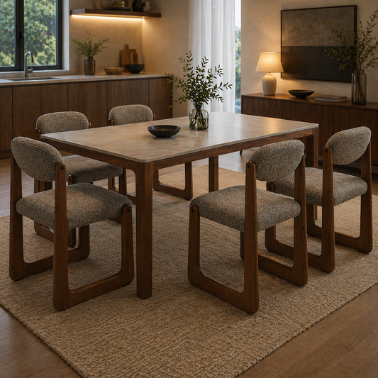 GoShipFurniture Upholstered Dining Chair with dining table – Solid Wood Frame, Curved Back