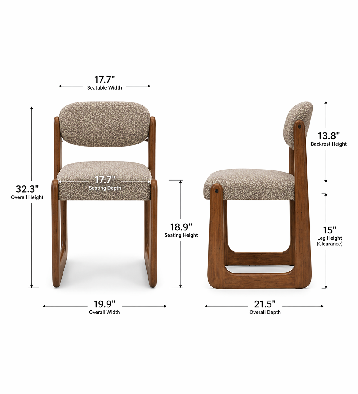 GoShipFurniture Upholstered Dining Chair with dining table – Solid Wood Frame, Curved Back