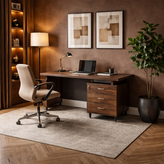 GoShipFurniture 60" Work Desk with 3-Drawer Storage Cabinet