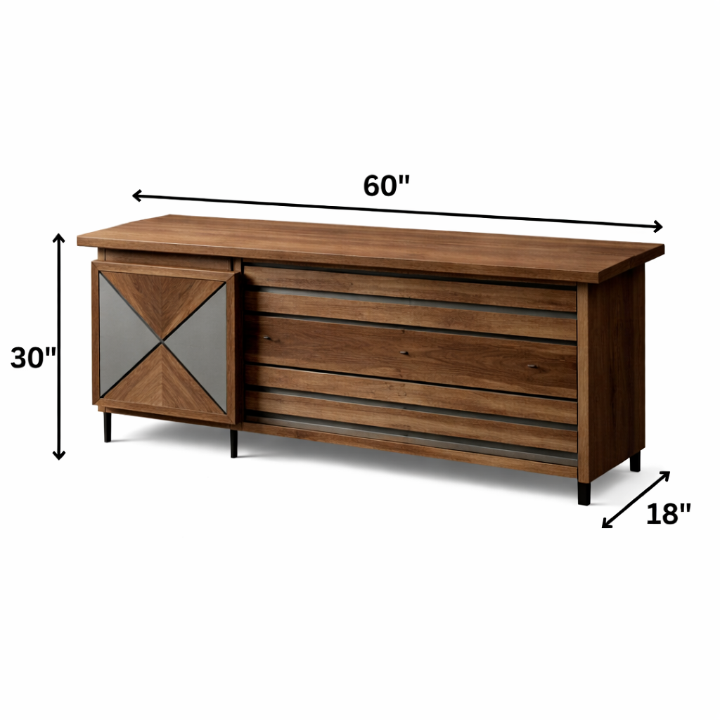 GoShipFurniture 60" Work Desk with 3-Drawer Storage Cabinet