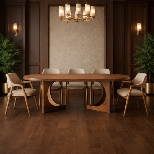 GoShipFurniture Round Dining Table Set with 6 Chairs – Black Finish