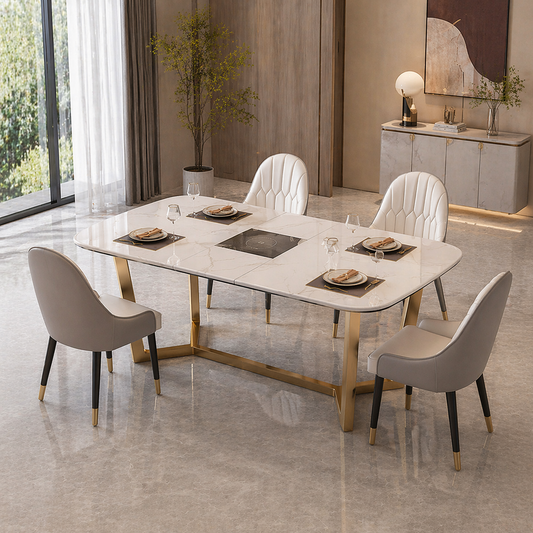 GoShipFurniture Dining set with Gold Base – Induction Center