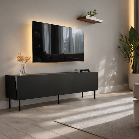 GoShipFurniture 63" Black Sideboard – Storage Cabinet