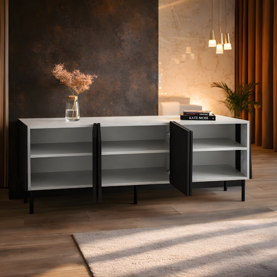 GoShipFurniture 63" Black Sideboard – Storage Cabinet
