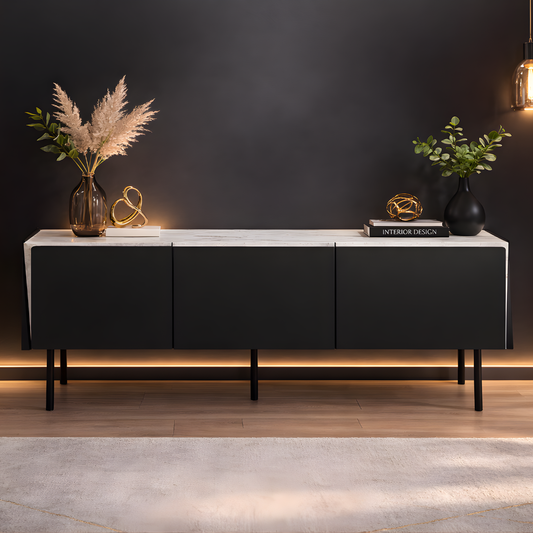 GoShipFurniture 63" Black Sideboard – Storage Cabinet