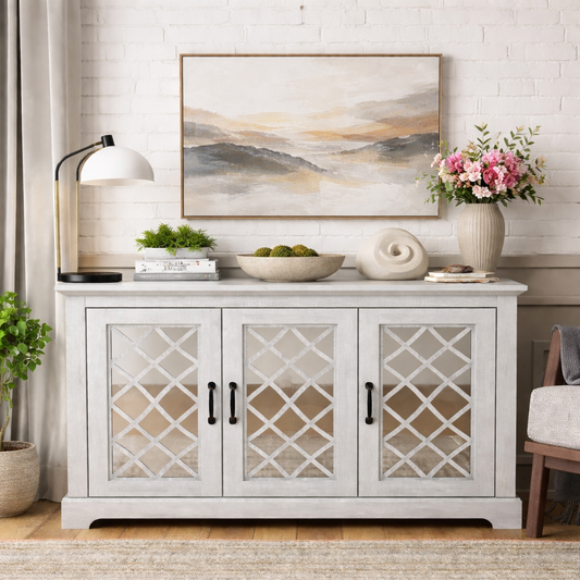 Soeren 45.73'' Mirror Cutout 3-Door Sideboard