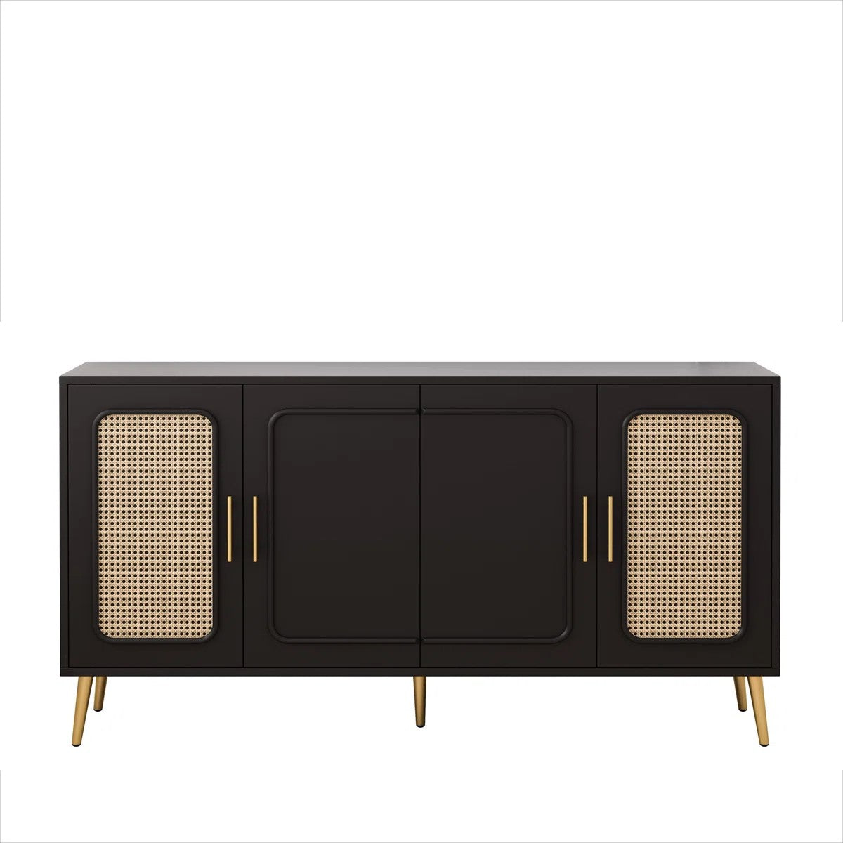 59.8″ Black Four-Door Credenza — Modern Storage Collection