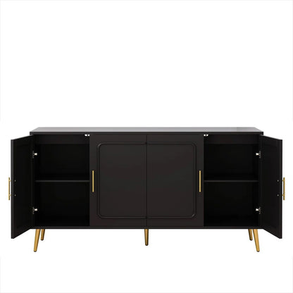 59.8″ Black Four-Door Credenza — Modern Storage Collection