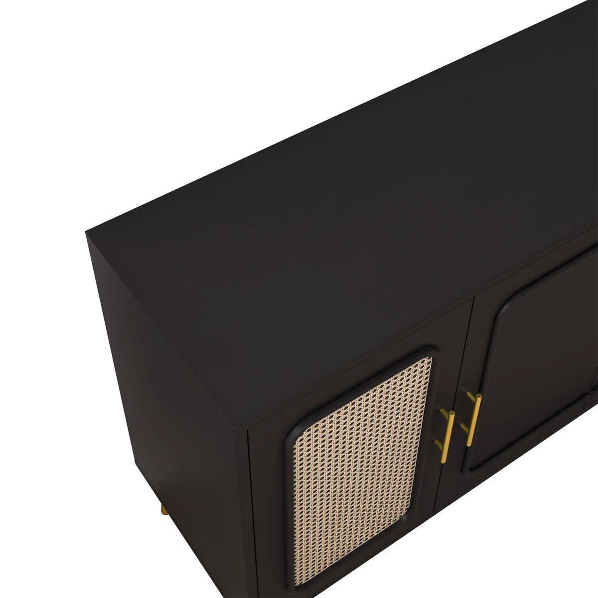 59.8″ Black Four-Door Credenza — Modern Storage Collection