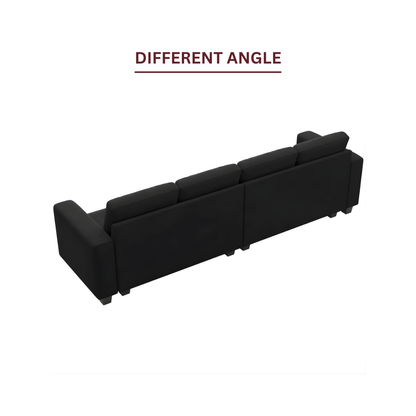 GoShipFurniture Black Velvet Sectional Sofa – 4 Seater