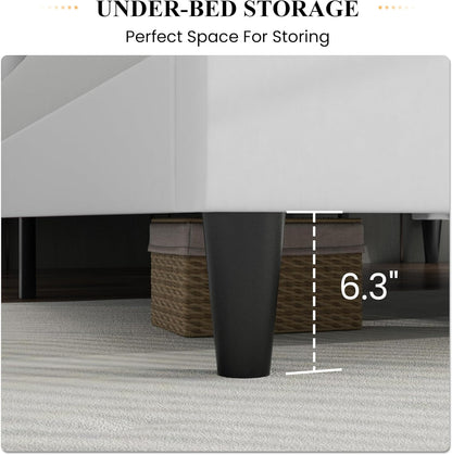 Queen Velvet Platform Bed Frame White