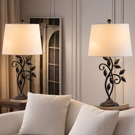 GoShipFurniture Black Metal Table Lamps – 26" Set of 2
