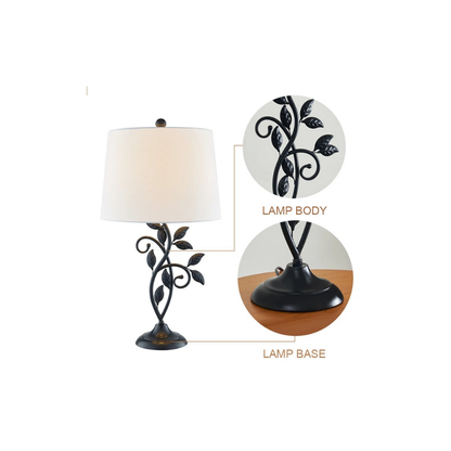 GoShipFurniture Black Metal Table Lamps – 26" Set of 2