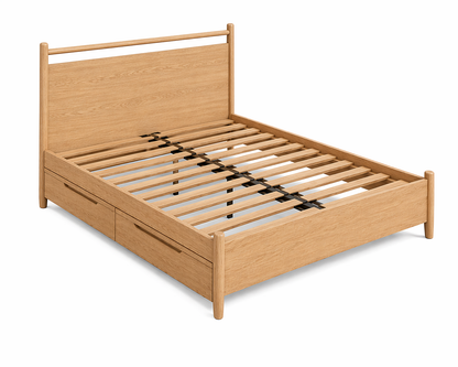 GoShipFurniture Solid Wood Platform Storage Bed – Dual Drawer Design