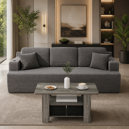 GoShipFurniture Casual Living Room Set – 87" Sofa & Coffee Table