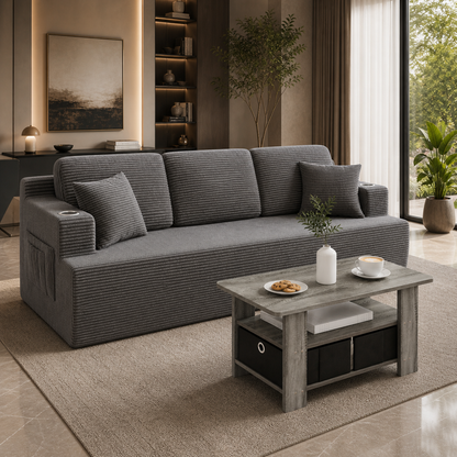 GoShipFurniture Casual Living Room Set – 87" Sofa & Coffee Table
