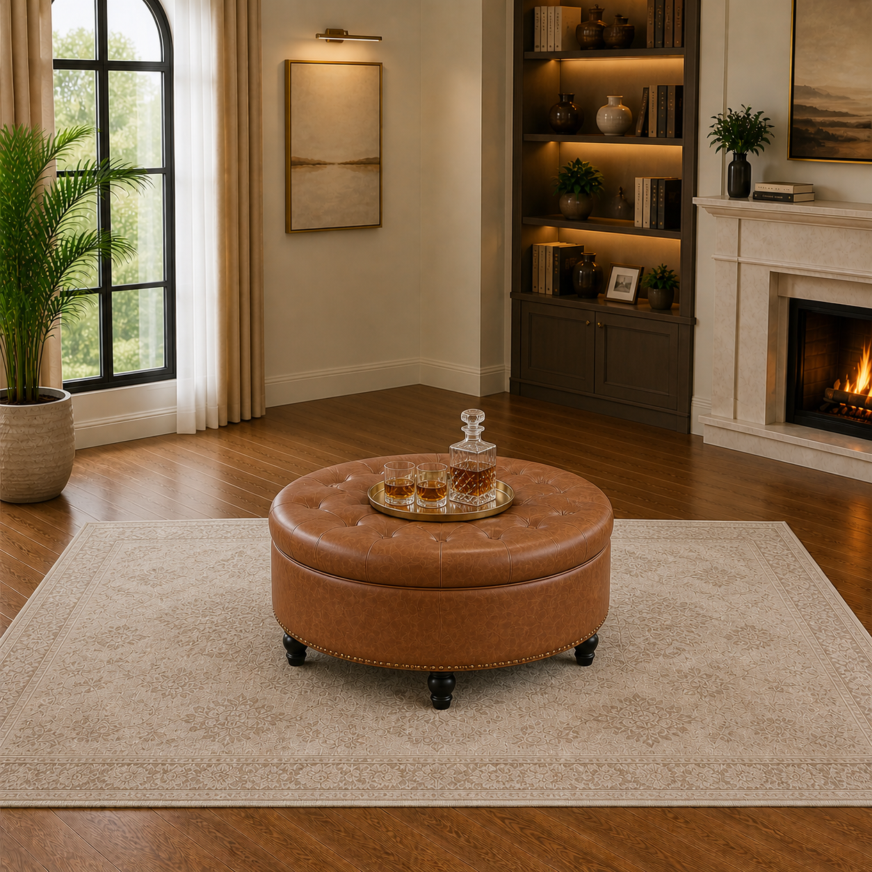 GoShipFurniture Living Room Seating Set – 89" Sofa & 30" Storage Ottoman
