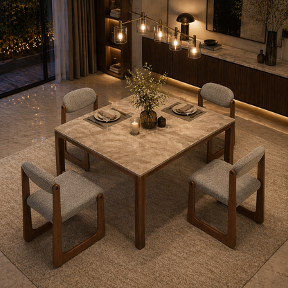 GoShipFurniture Upholstered Dining Chair with dining table – Solid Wood Frame, Curved Back