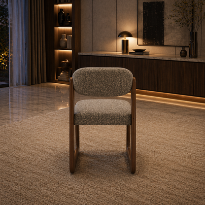 GoShipFurniture Upholstered Dining Chair with dining table – Solid Wood Frame, Curved Back