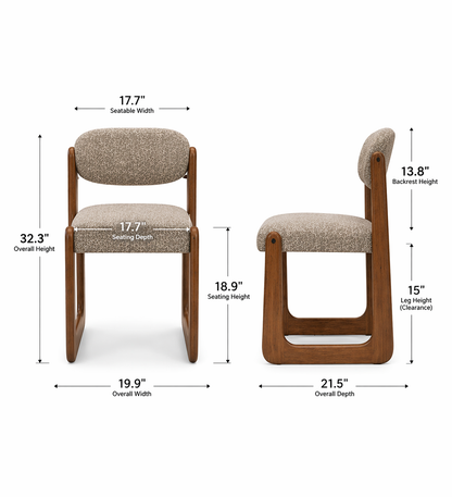 GoShipFurniture Upholstered Dining Chair with dining table – Solid Wood Frame, Curved Back