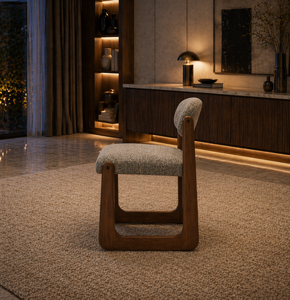GoShipFurniture Upholstered Dining Chair with dining table – Solid Wood Frame, Curved Back