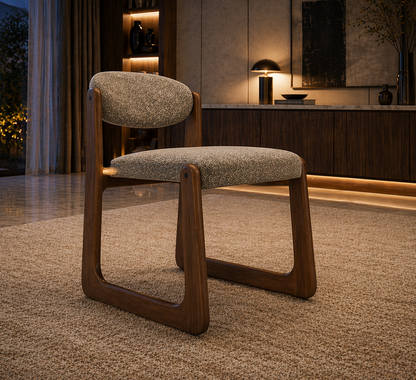 GoShipFurniture Upholstered Dining Chair with dining table – Solid Wood Frame, Curved Back