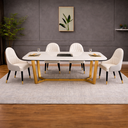 GoShipFurniture Dining set with Gold Base – Induction Center