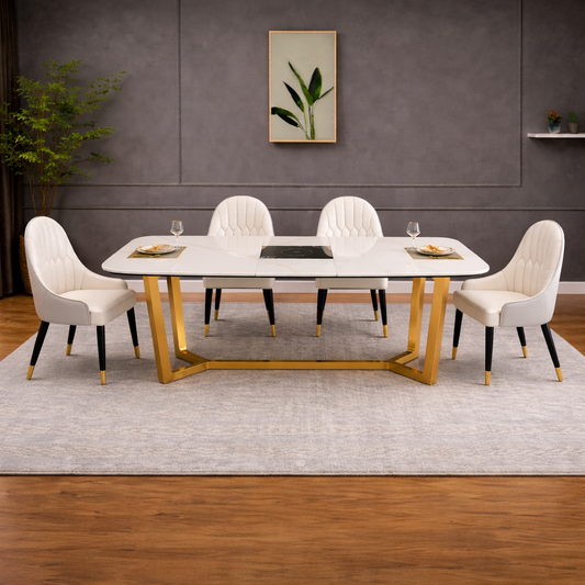 GoShipFurniture Dining set with Gold Base – Induction Center