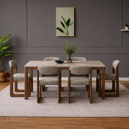 GoShipFurniture Upholstered Dining Chair with dining table – Solid Wood Frame, Curved Back