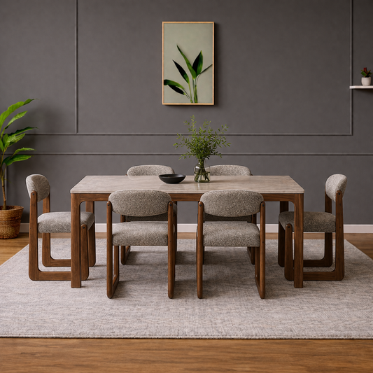 GoShipFurniture Upholstered Dining Chair with dining table – Solid Wood Frame, Curved Back