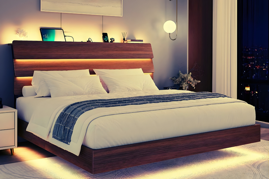 King Floating Bed Frame with LED
