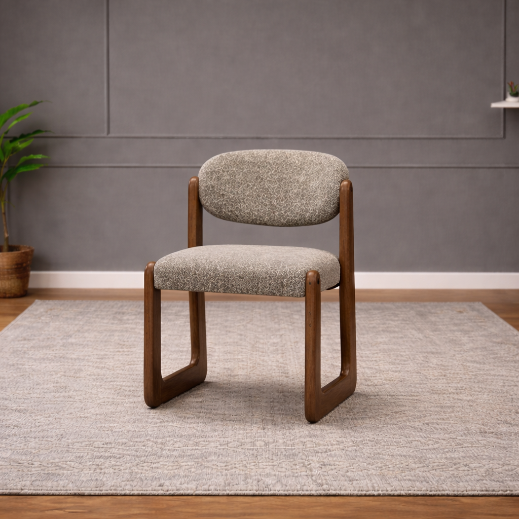 GoShipFurniture Upholstered Dining Chair with dining table – Solid Wood Frame, Curved Back