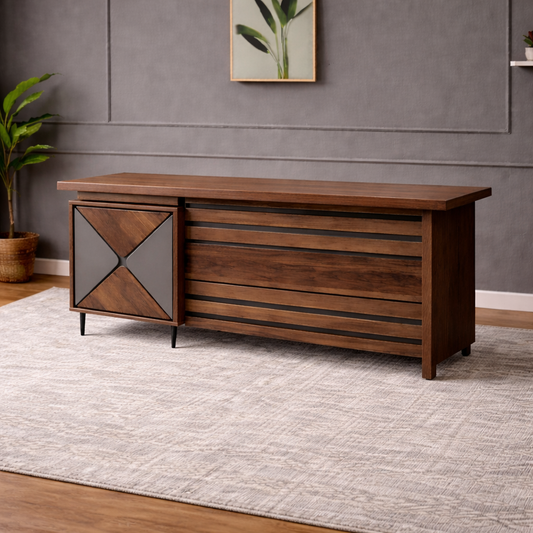GoShipFurniture 60" Work Desk with 3-Drawer Storage Cabinet