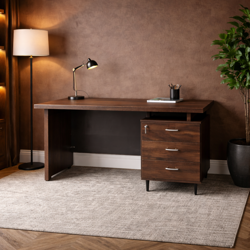 GoShipFurniture 60" Work Desk with 3-Drawer Storage Cabinet