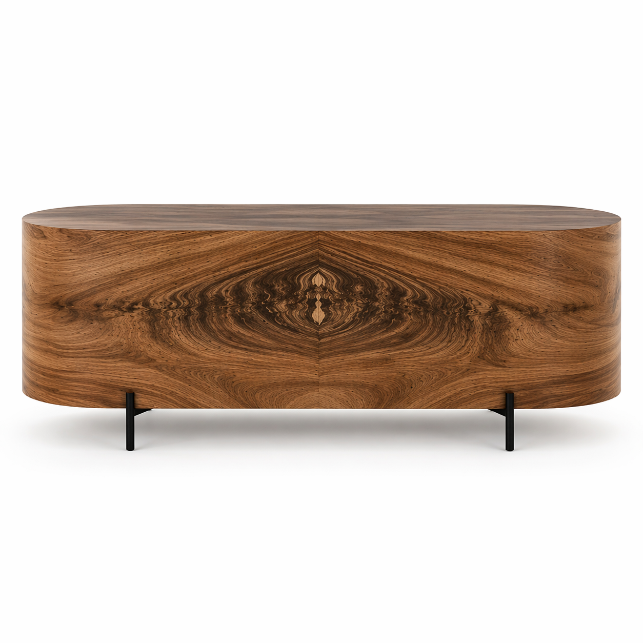 GoShipFurniture Curved Executive Desk – 72" Walnut Finish