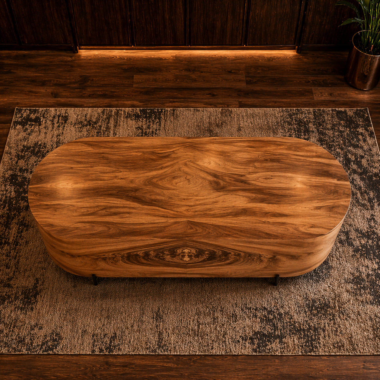 GoShipFurniture Curved Executive Desk – 72" Walnut Finish
