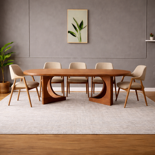 GoShipFurniture Round Dining Table Set with 6 Chairs – Black Finish