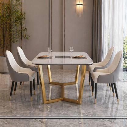 GoShipFurniture Dining set with Gold Base – Induction Center