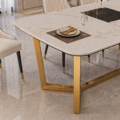 GoShipFurniture Dining set with Gold Base – Induction Center