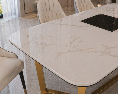 GoShipFurniture Dining set with Gold Base – Induction Center