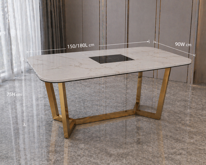 GoShipFurniture Dining set with Gold Base – Induction Center
