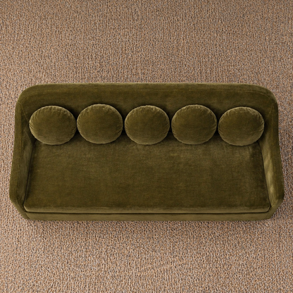 GoShipFurniture Upholstered Sofa – Curved Arm, Olive Green
