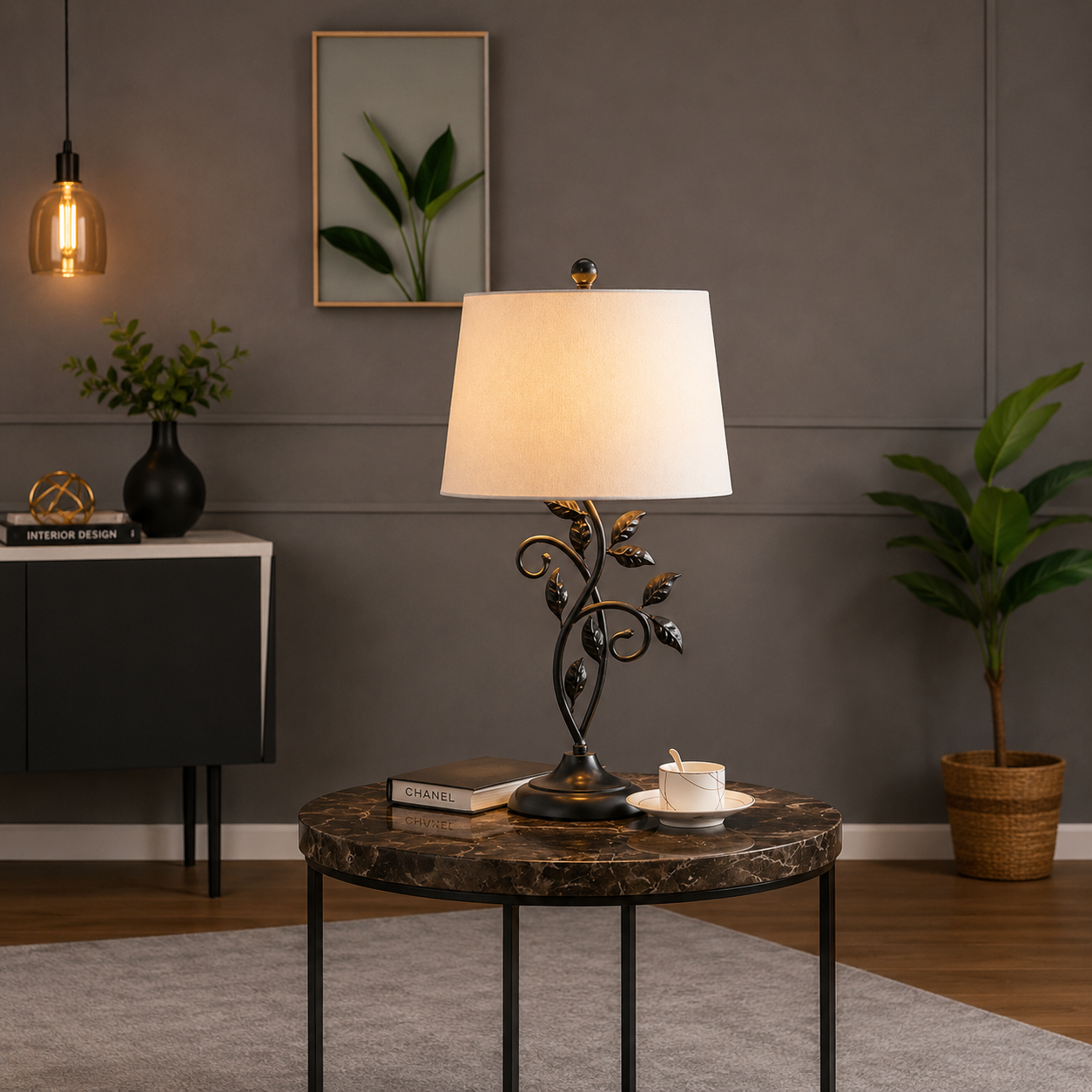GoShipFurniture Black Metal Table Lamps – 26" Set of 2