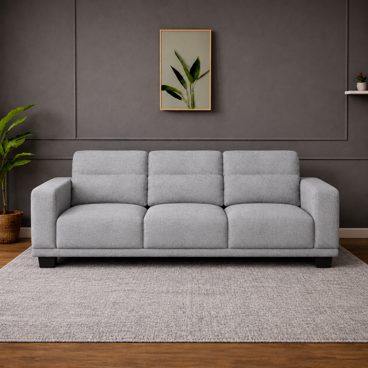 GoShipFurniture Grey Living Room Set – 89" Sofa & 31.5" Coffee Table