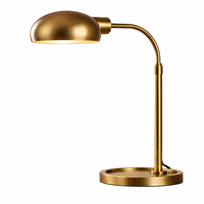 GoShipFurniture Arched Metal Table Lamp – Dome Shade, Brushed Gold Finish