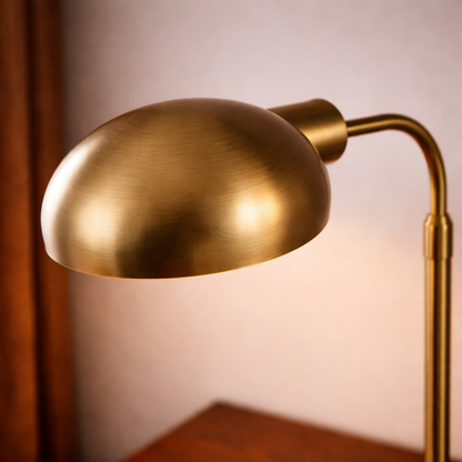GoShipFurniture Arched Metal Table Lamp – Dome Shade, Brushed Gold Finish