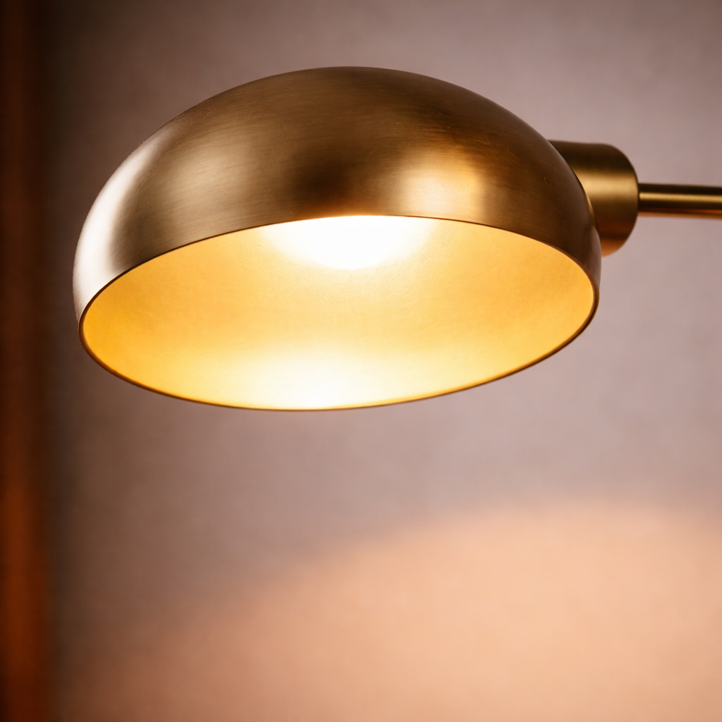 GoShipFurniture Arched Metal Table Lamp – Dome Shade, Brushed Gold Finish