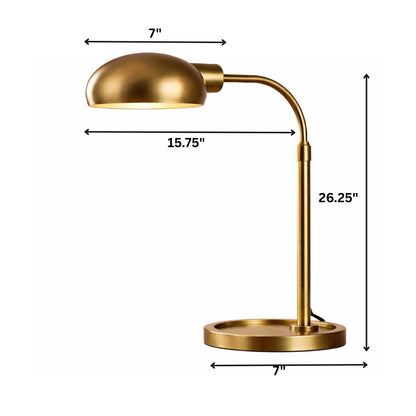 GoShipFurniture Arched Metal Table Lamp – Dome Shade, Brushed Gold Finish