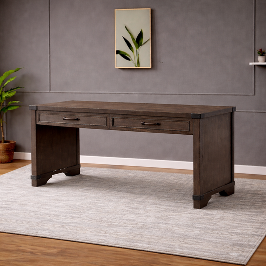 GoShipFurniture 56" Solid Wood Writing Desk – Dual Drawer Storage