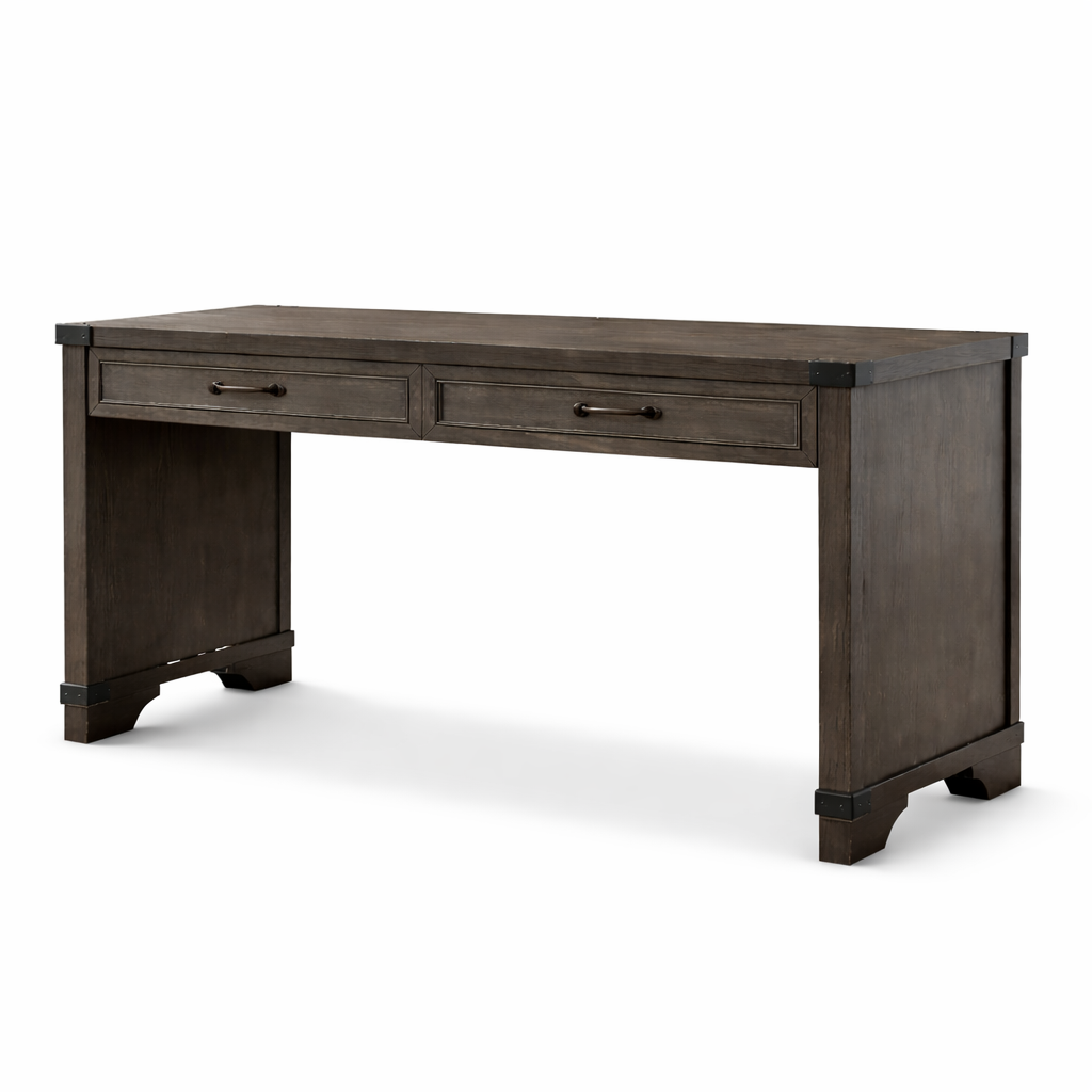 GoShipFurniture 56" Solid Wood Writing Desk – Dual Drawer Storage